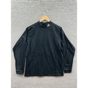 Adidas White Tag Vintage Cotton Made In USA Black Embroidered Logo Turtleneck